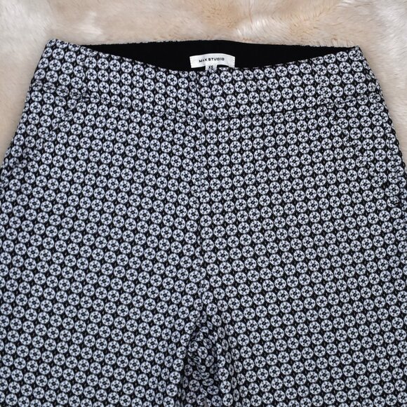 Max Studio Cropped Dress Pants XS Black White Pattern Stretch Ankle - Picture 8 of 12